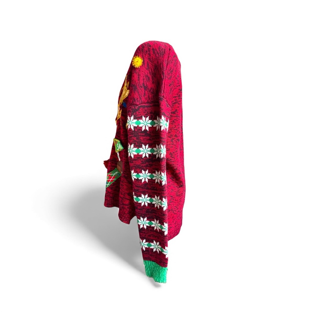 Kohl's Ugly Xmas Red and Green Reindeer Turtleneck Sweater - Picture 5 of 8